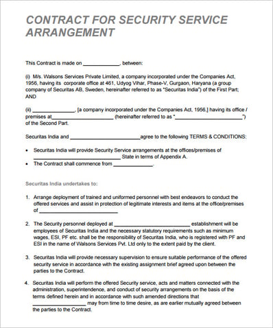 Security Contract Proposal Template