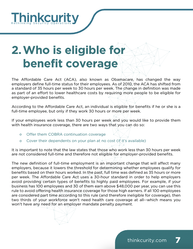 Affordable Care Act and Physical Security Companies 1