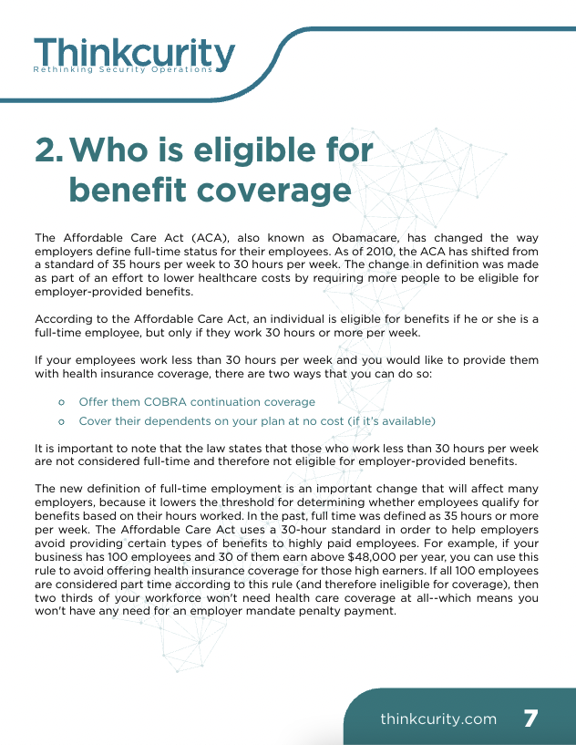 Affordable Care Act and Physical Security Companies 1 Affordable Care Act and Physical Security Companies 1